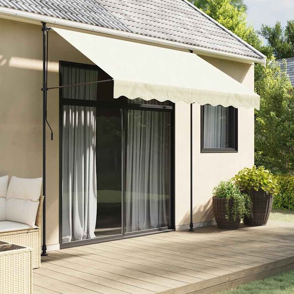 Tenda na uvlačenje krem 300 x 150 cm od tkanine i čelika - Krema / 300 x 150 cm