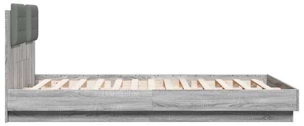 Okvir kreveta s uzglavljem LED boja hrasta sonome 120 x 200 cm - Siva / 120 x 200 cm