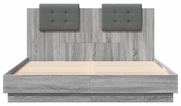 Okvir kreveta s uzglavljem LED boja hrasta sonome 120 x 200 cm - Siva / 120 x 200 cm