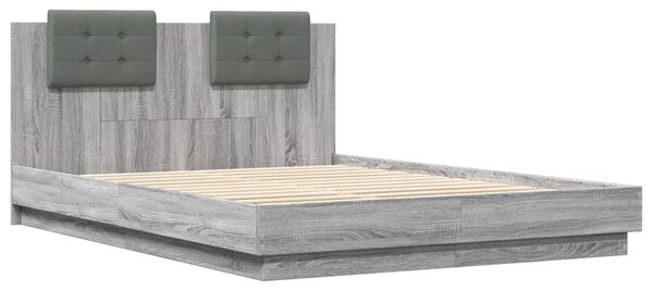 Okvir kreveta s uzglavljem LED boja hrasta sonome 120 x 200 cm - Siva / 120 x 200 cm