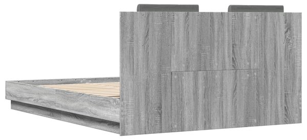 Okvir kreveta s uzglavljem LED boja hrasta sonome 120 x 200 cm - Siva / 120 x 200 cm