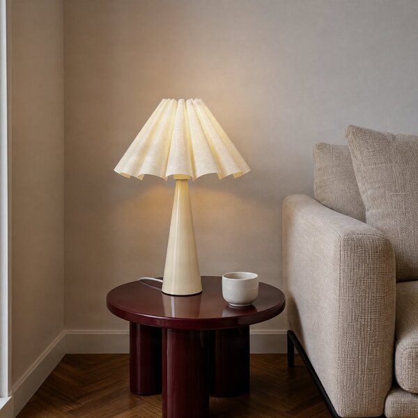 Stolne Lampa Lindby, Lotte, Bijela, Dnevna soba, Tkanina / tekstil, Moderan