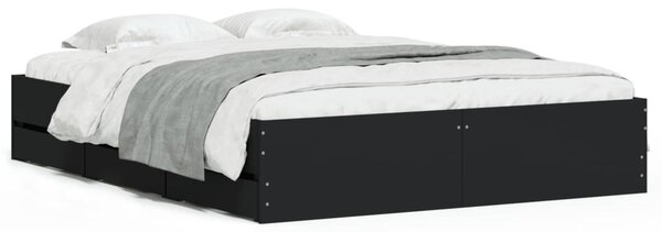 Okvir kreveta s ladicama crni 150 x 200 cm konstruirano drvo - Crna / 150 x 200 cm