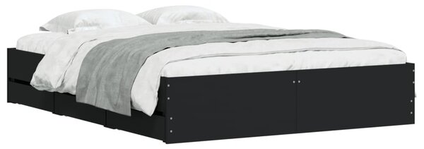 Okvir kreveta s ladicama crni 150 x 200 cm konstruirano drvo - Crna / 150 x 200 cm