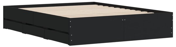 Okvir kreveta s ladicama crni 150 x 200 cm konstruirano drvo - Crna / 150 x 200 cm