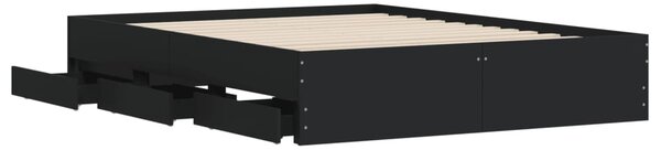 Okvir kreveta s ladicama crni 150 x 200 cm konstruirano drvo - Crna / 150 x 200 cm