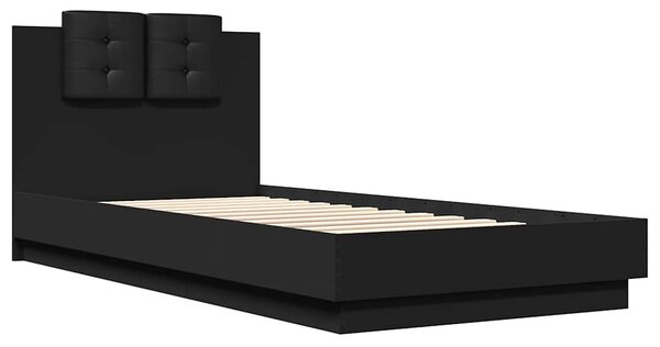 Okvir kreveta s uzglavljem crni 90 x 200 cm konstruirano drvo - Crna / 90 x 200 cm