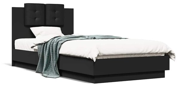 Okvir kreveta s uzglavljem crni 90 x 200 cm konstruirano drvo - Crna / 90 x 200 cm