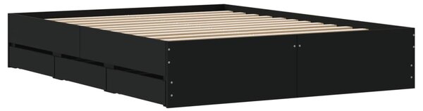 Okvir kreveta s ladicama crni 150 x 200 cm konstruirano drvo - Crna / 150 x 200 cm