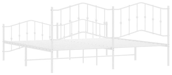 Metalni okvir kreveta uzglavlje i podnožje bijeli 193 x 203 cm - Bijela / 193 x 203 cm