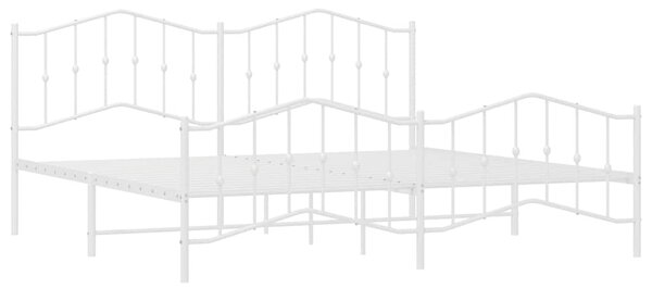 Metalni okvir kreveta uzglavlje i podnožje bijeli 193 x 203 cm - Bijela / 193 x 203 cm