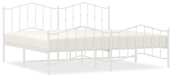 Metalni okvir kreveta uzglavlje i podnožje bijeli 193 x 203 cm - Bijela / 193 x 203 cm