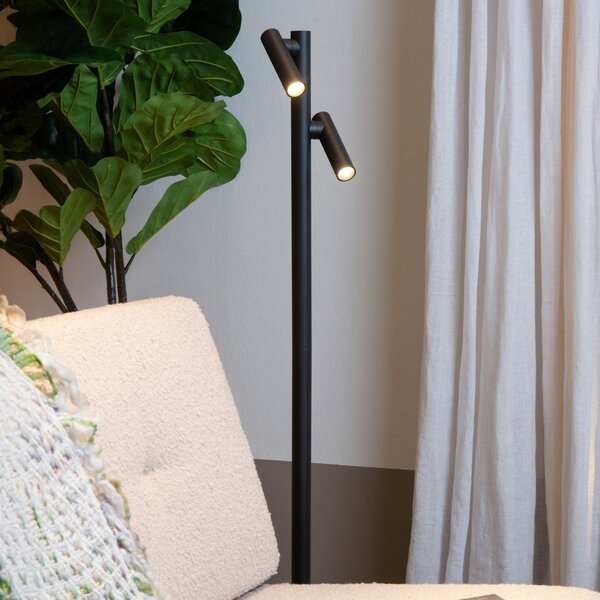 Lucide Antrim LED podna lampa na baterije, crna, 2 žarulje, IP54, mogućnost, prigušiva, Crno, Dnevni boravak/blagovaonica, Aluminij