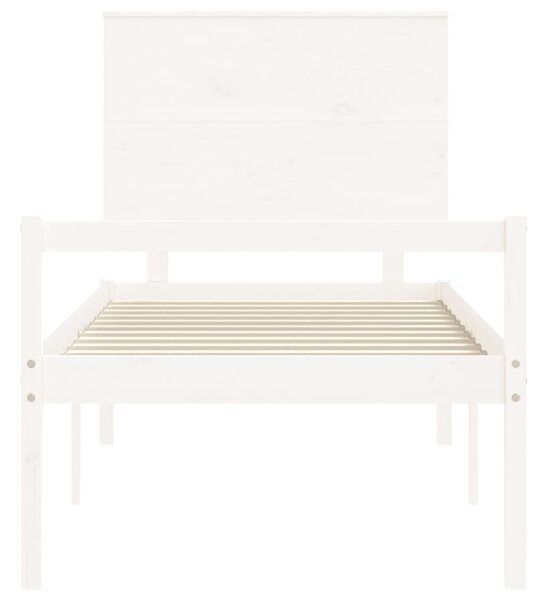 Krevet za starije s uzglavljem bijeli mali od masivnog drva - Bijela / 90 x 190 cm
