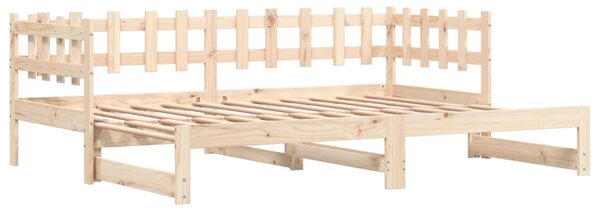 Dnevni ležaj na izvlačenje 2x (80 x 200) cm od masivne borovine - Smeđa / 80 x 200 cm