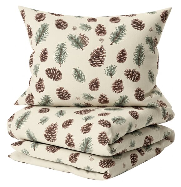 Pamučna posteljina PINE CONES višebojna Dimenzije posteljine: 70 x 90 cm | 140 x 200 cm