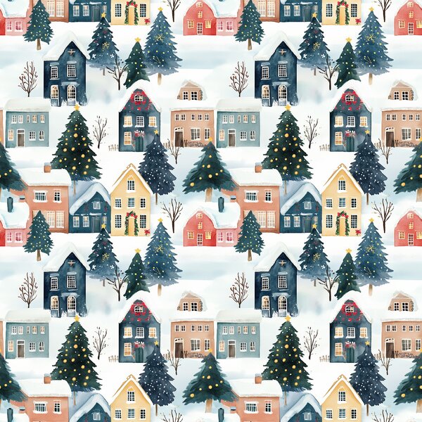 Pamučna posteljina WINTER VILLAGE šarena Dimenzije posteljine: 70 x 90 cm | 140 x 200 cm