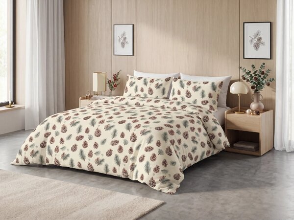 Pamučna posteljina PINE CONES višebojna Dimenzije posteljine: 70 x 90 cm | 140 x 200 cm