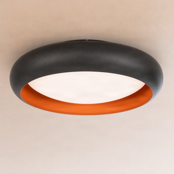 Lindby Serava LED stropna svjetiljka, crna, Ø 60 cm, prigušiva, prigušiva, Crno, Dnevni boravak/blagovaonica, Plastika