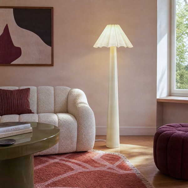 Podne Lampa Lindby, Lotte, Bijela, Dnevna soba, Tkanina / tekstil, Moderan