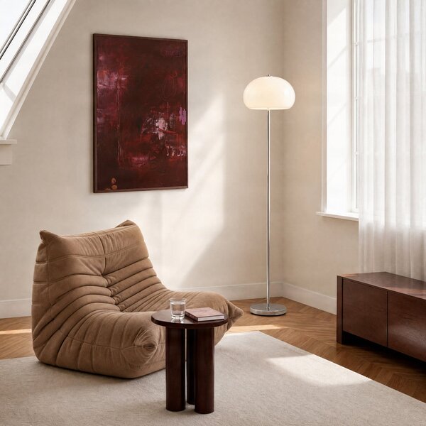 Podne Lampa NOLA, Owen, Bijela, Dnevna soba, Staklo, Moderan