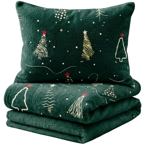 Posteljina mikropliš CHRISTMAS DRIFT zelena Dimenzije posteljine: 2 kom 70 x 90 cm | 200 x 220 cm