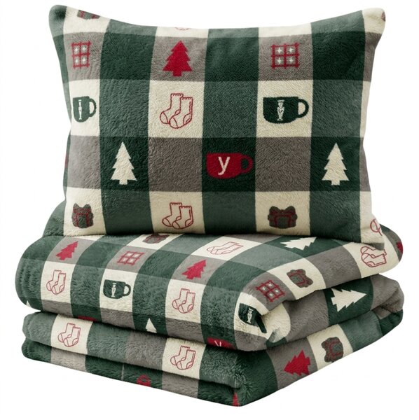 Posteljina mikropliš CHRISTMAS SOCKS zelene Dimenzije posteljine: 70 x 90 cm | 140 x 220 cm
