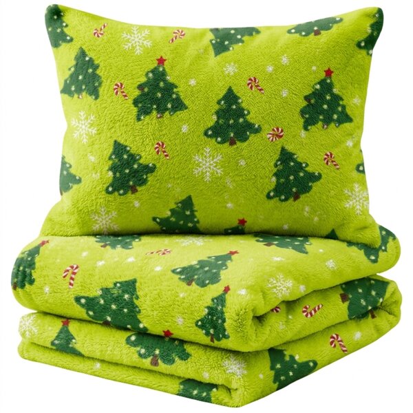 Posteljina mikropliš CHRISTMAS TREE zelena Dimenzije posteljine: 70 x 90 cm | 140 x 220 cm