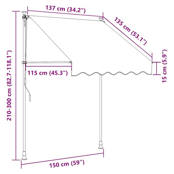 Tenda na ručno uvlačenje 150 cm antracit - Antracitno siva / N/A