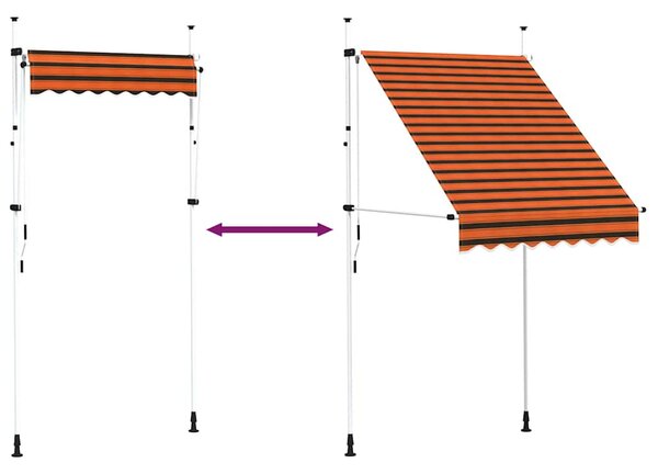 Tenda na ručno uvlačenje 150 cm narančasto-smeđa - Šarena / N/A