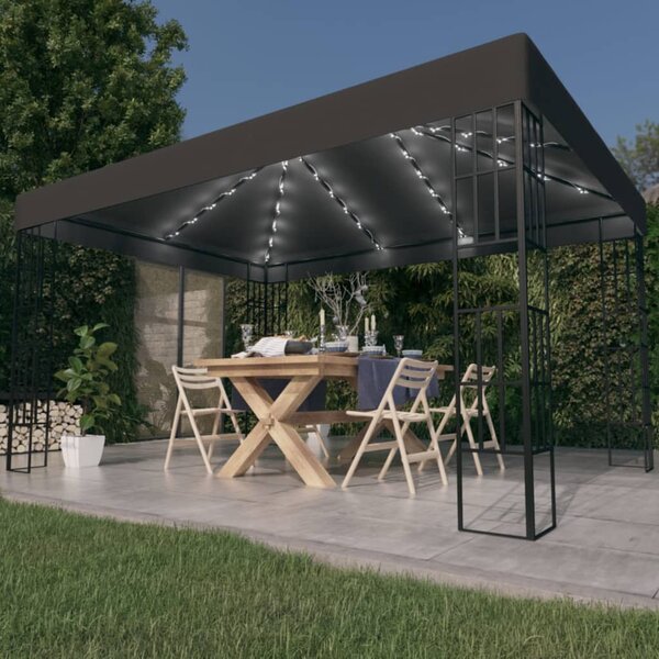 Sjenica s LED svjetlosnim trakama 3 x 4 m antracit - Antracitno siva / N/A