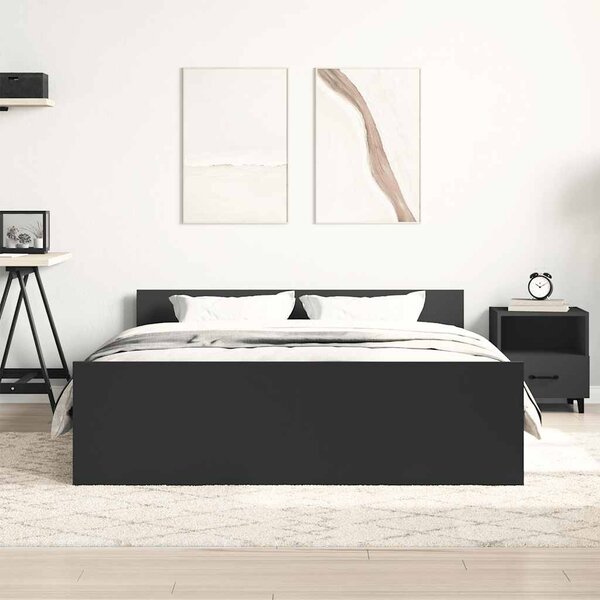 Okvir kreveta s uzglavljem i podnožjem crni 135x190 cm - Crna / 135 x 190 cm
