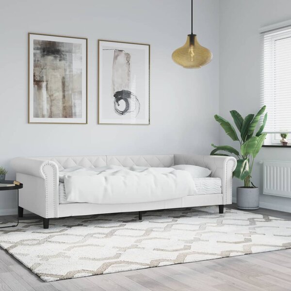 Dnevni krevet s madracem bijeli 90 x 200 cm od umjetne kože - Bijela / 90 x 200 cm