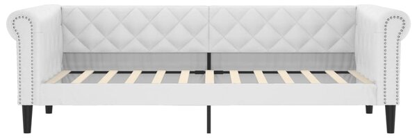 Dnevni krevet s madracem bijeli 90 x 200 cm od umjetne kože - Bijela / 90 x 200 cm