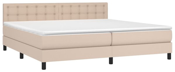 Krevet box spring madrac LED cappuccino 200x200cm umjetna koža - Smeđa / 200 x 200 cm