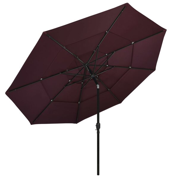 Vrtni suncobran s 3 razine i aluminijskim stupom 3,5 m bordo - Crvena / 3.5 m