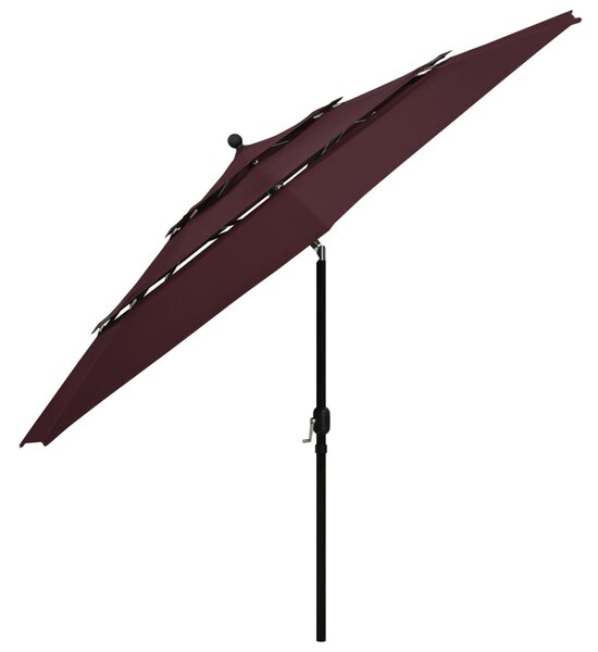 Vrtni suncobran s 3 razine i aluminijskim stupom 3,5 m bordo - Crvena / 3.5 m