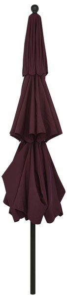 Vrtni suncobran s 3 razine i aluminijskim stupom 3,5 m bordo - Crvena / 3.5 m