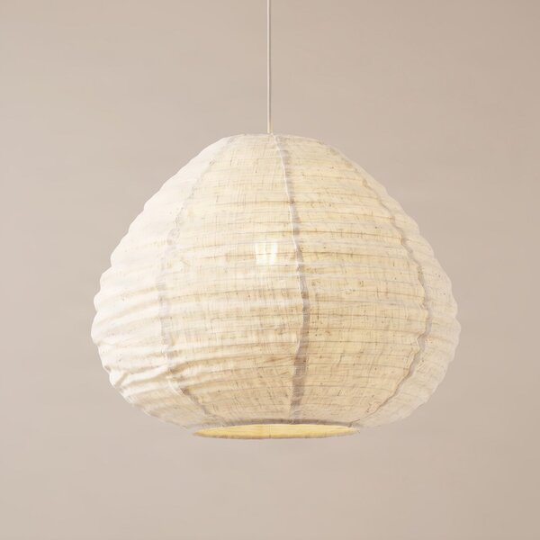 Lindby Autumn viseća lampa, bež, Ø 40 cm, lan, kapičast oblik, prigušiva, Bež, Dnevni boravak/blagovaonica, Tkanina / tekstil