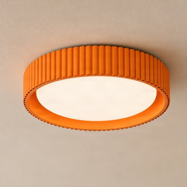 Lindby Colbie LED stropna svjetiljka, narančasta rebrasta, Ø 46 cm, prigušiva., prigušiva, Naranča, Dnevni boravak/blagovaonica, Metal