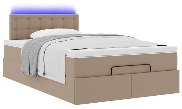 Otomanski krevet s madracima i LED 120x190cm umjetna koža - Smeđa / 120 x 190 cm