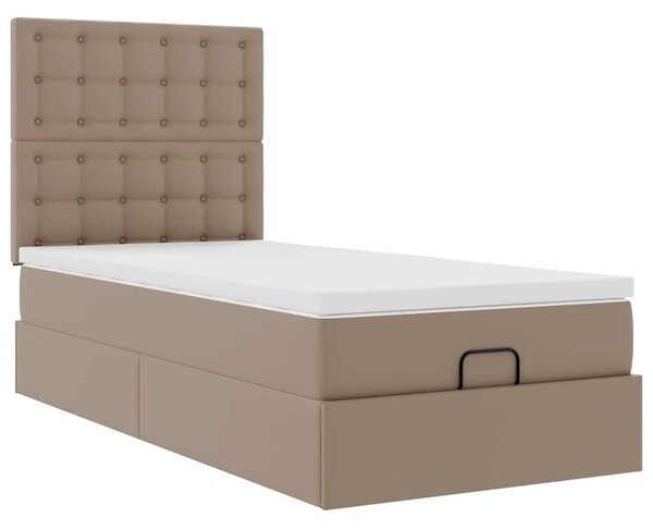 Otomanski krevet s madracem cappuccina 90x190cm umjetna koža - Smeđa / 90 x 190 cm