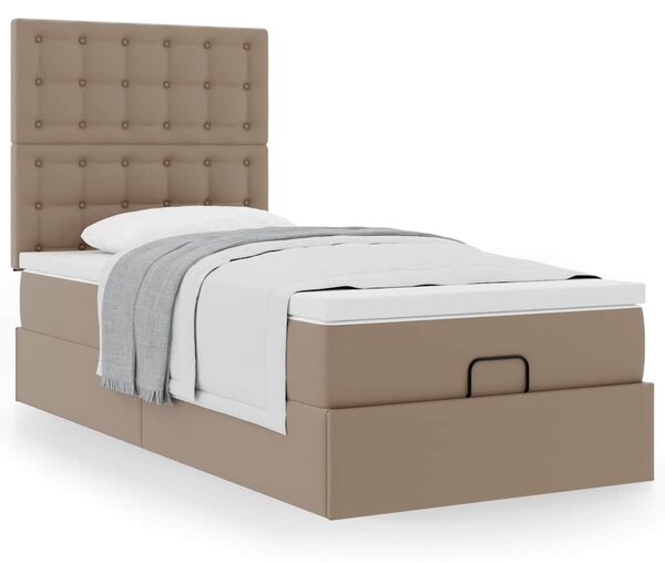 Otomanski krevet s madracem cappuccina 90x190cm umjetna koža - Smeđa / 90 x 190 cm