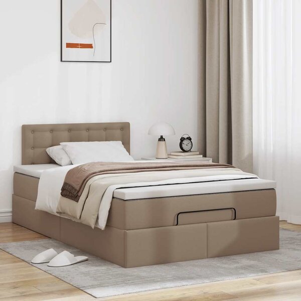 Otomanski krevet s madracima i LED 120x190cm umjetna koža - Smeđa / 120 x 190 cm