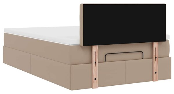 Otomanski krevet s madracima i LED 120x190cm umjetna koža - Smeđa / 120 x 190 cm