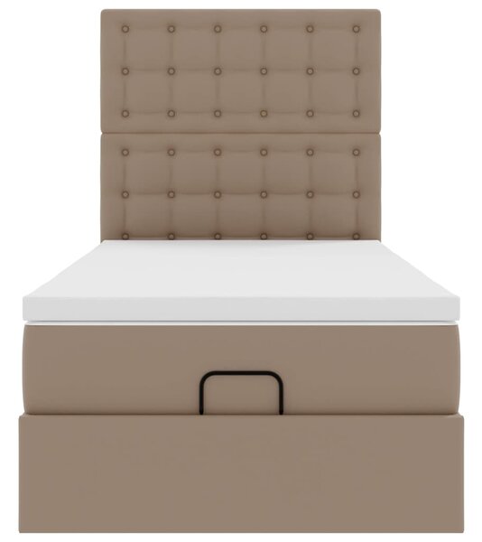 Otomanski krevet s madracem cappuccina 90x190cm umjetna koža - Smeđa / 90 x 190 cm