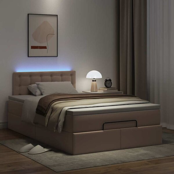 Otomanski krevet s madracima i LED 120x190cm umjetna koža - Smeđa / 120 x 190 cm
