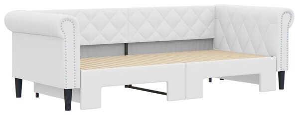 Dnevni krevet na razvlačenje bijeli 90 x 200 cm od umjetne kože - Bijela / 90 x 200 cm