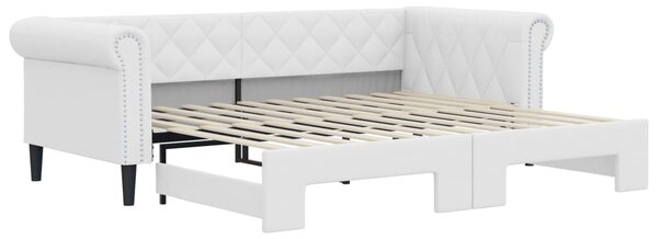 Dnevni krevet na razvlačenje bijeli 90 x 200 cm od umjetne kože - Bijela / 90 x 200 cm