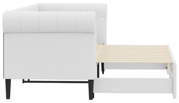 Dnevni krevet na razvlačenje bijeli 90 x 200 cm od umjetne kože - Bijela / 90 x 200 cm